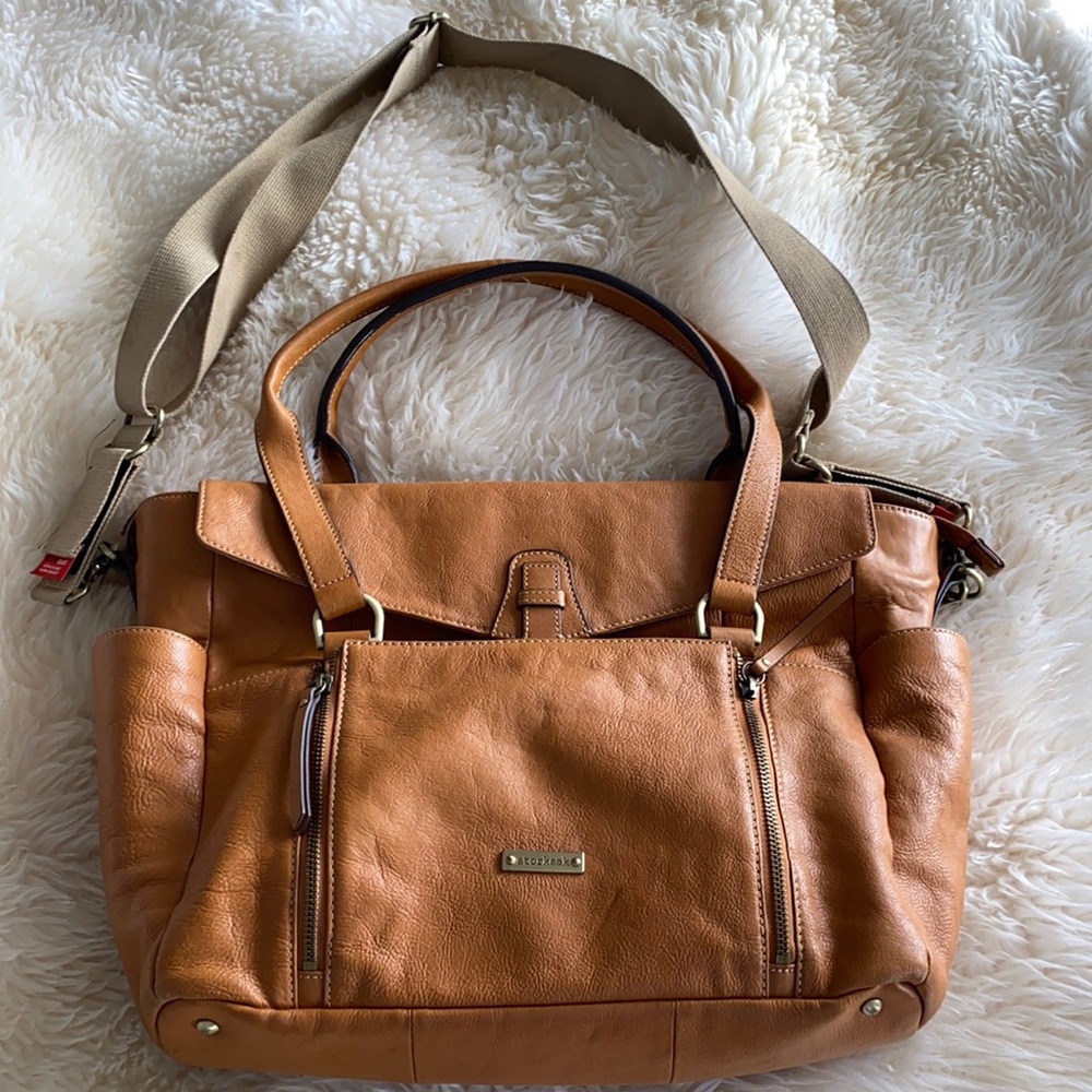 Storksak leather diaper bag